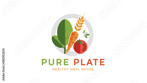Pure Plate Healthy Meal Logo Design.