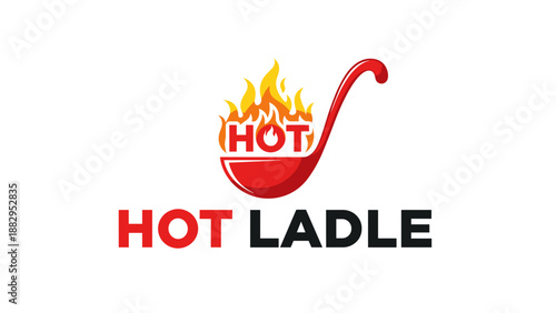 Red Hot Ladle Logo with Flames.
