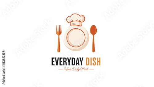 Restaurant Logo with Plate and Utensils.