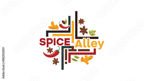 Spice Alley Logo with Herbs and Spices.