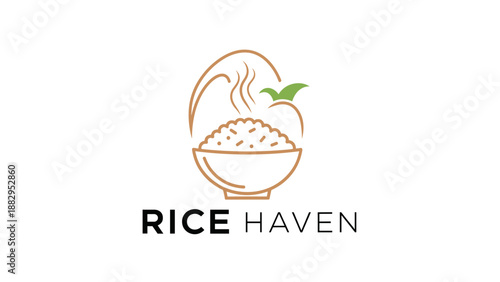 Steaming Bowl of Rice Logo Design.
