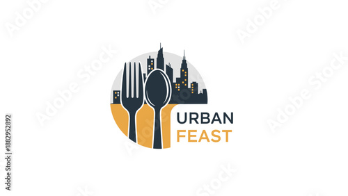Urban Feast Logo with Cutlery Design.