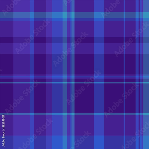 Panjabi check seamless fabric, grungy texture textile tartan. Goose plaid pattern background vector in blue and indigo colors.