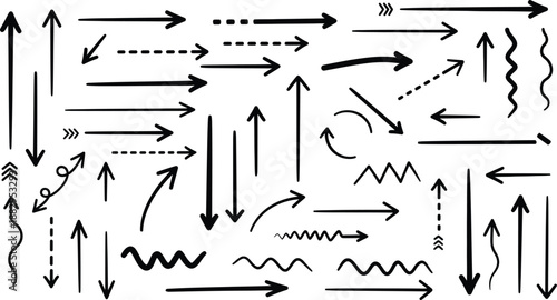 Collection of various arrows and pointers on a white background