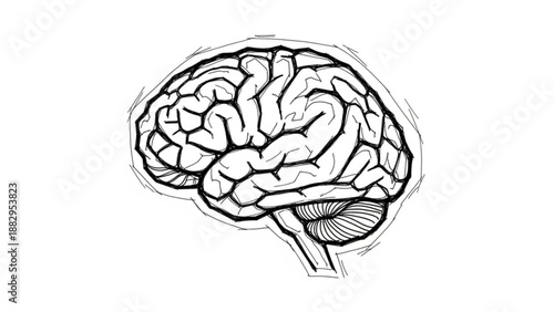 A detailed vector illustration of a human brain with intricate design