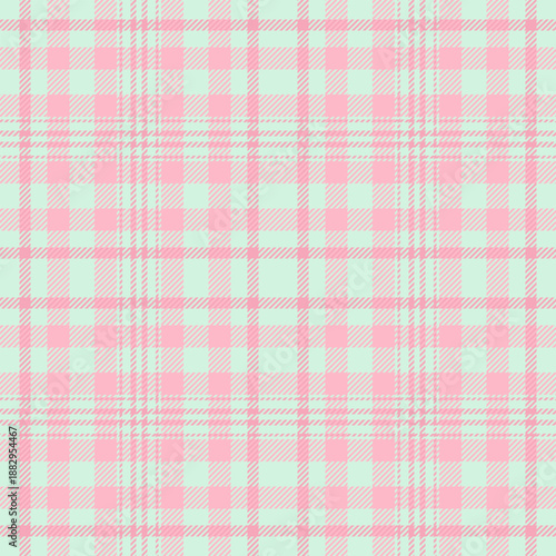 Fall plaid seamless textile, trousers check vector texture. Teen pattern tartan background fabric in light and red colors.