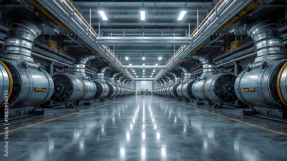 High Tech Industrial Corridor with Massive Turbine Machinery and ...