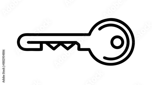 A minimalist vector graphic of a key on a white background