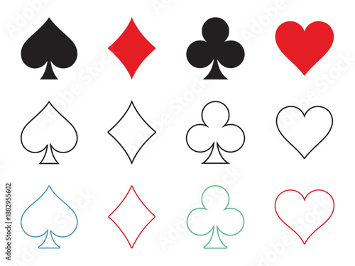 Suit deck of playing cards on white background and vector illustration