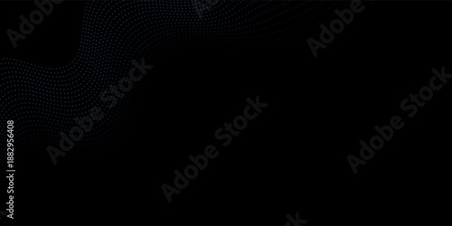 Flowing dot particles light wave pattern halftone blue and green gradient smooth curve shape isolated on black background. Vector in concept of technology, science, music, modern arts 