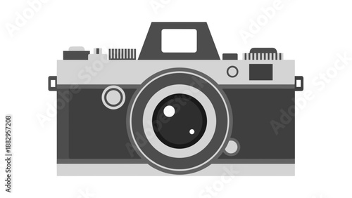 Vintage Camera Illustration A Classic Photographic Device with Detailed Lens.