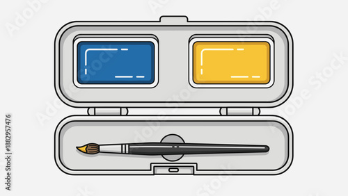 Watercolor Paint Set with Brush Ready for Artistic Creation.