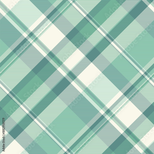 Vivid pattern plaid tartan, amazing seamless fabric textile. Girl check vector texture background in old lace and mint colors.
