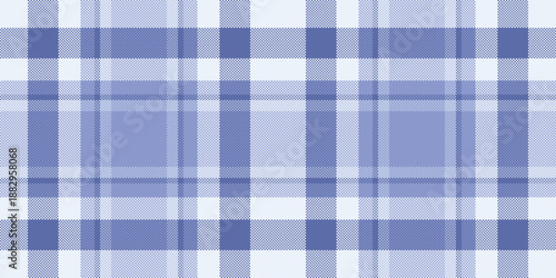 Close-up texture check fabric, manufacturing pattern plaid vector. Wedding background textile seamless tartan in blue and white colors.