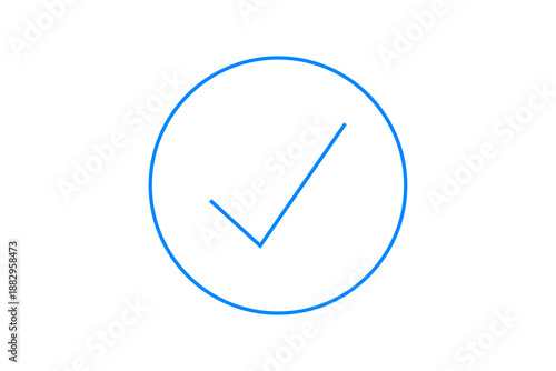 Blue thin stroke line checkmark in circle isolated on transparent background. Tick mark, positive sign, yes icon, correct symbol, approved icon for design. Vector illustration.