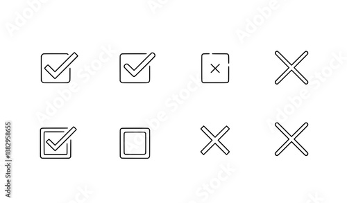 Approval Status Icons Vector. Accepted and Denied Symbols