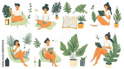 Cozy Indoor Relaxation with Plants and Reading