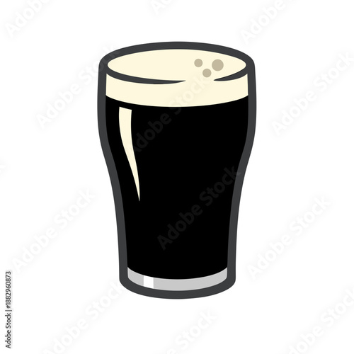 Dark Stout Beer Glass Flat Vector Illustration