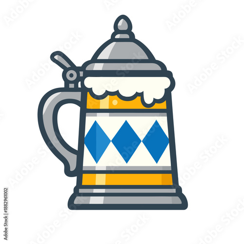 Bavarian Beer Stein Oktoberfest Flat Vector