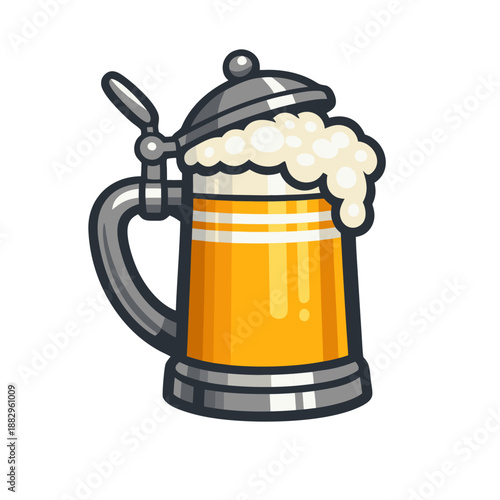 Traditional Beer Stein Mug Flat Vector Illustration