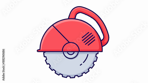 Red circular saw with a serrated blade and handle