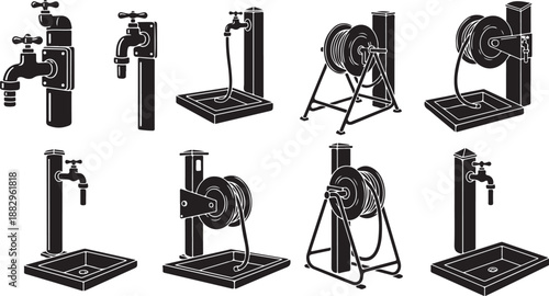 Various Industrial Water Pump Systems and Faucet Installations