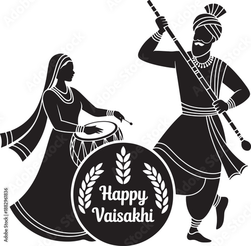 Celebrating vaisakhi with traditional punjabi dance music and a festive wheat wreath design