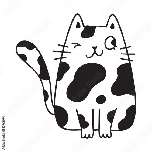 Cute and funny cats doodle line illustration. Cartoon cat or kitten characters design with outline style.