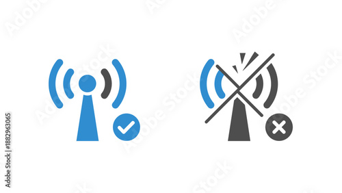 Wireless Connection Status Connected and Disconnected Icons.