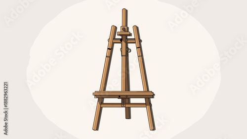 Wooden easel for painting and art display in studio.