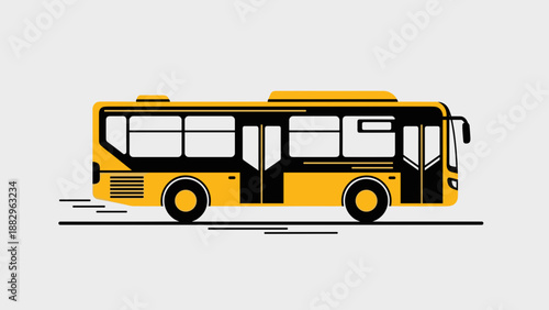 Yellow Bus Illustration Modern Urban Transportation Design.