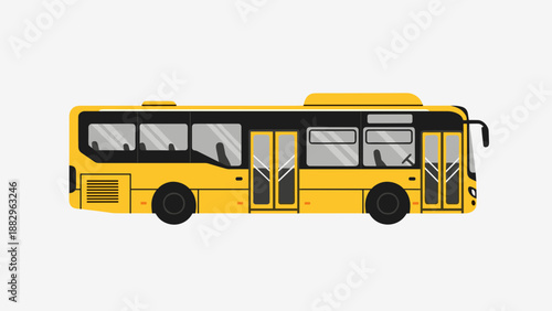 Yellow City Bus Illustration Public Transportation Vehicle Design.