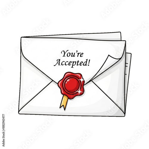 Acceptance letter with seal in envelope