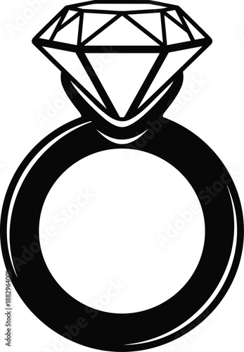 Black and white of a diamond engagement ring jewelry precious