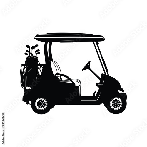 Golf Cart With Golf Bag Silhouette Vector