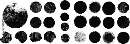 Grunge post Stamps Collection, Circles. Banners, Insignias , Logos, Icons, Labels and Badges Set . vector distress textures.blank shapes.