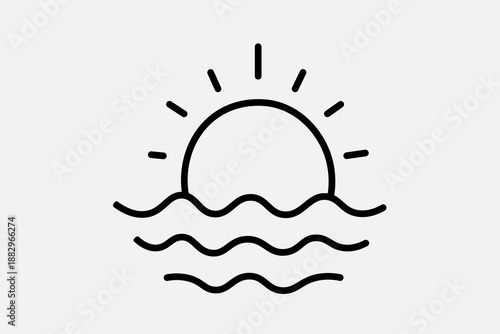 The icon depicts a semi-circle sun emerging from or dipping below the horizon.