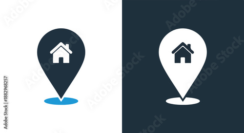 Location pins with house icons