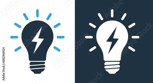 Two light bulbs with lightning bolts