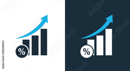 Increasing graph with percentage icon
