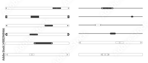 Slide scroll bar set slider. UI control web elements. Scrollbar control panel for power, volume, brightness, Design elements for your website. simple modern graphic element for ui, infographic, icon