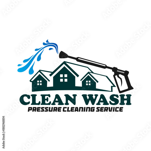 High pressure washer spray logo design template