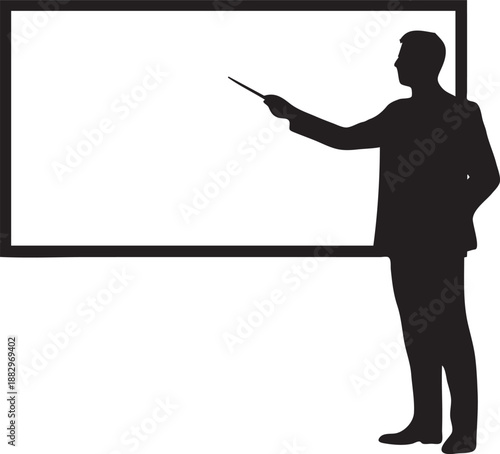 Teacher Explaining Graph on Board Silhouette