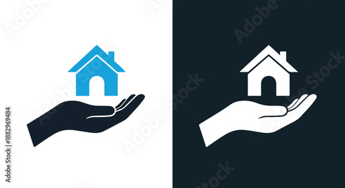 Hand holding home icon