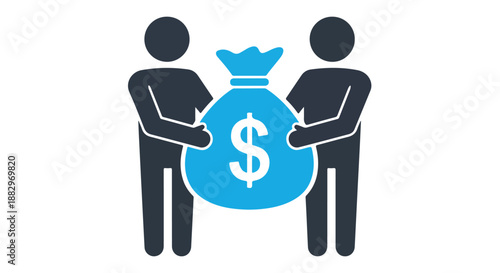 Partners holding money bag