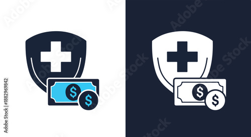 Financial protection symbol with currency