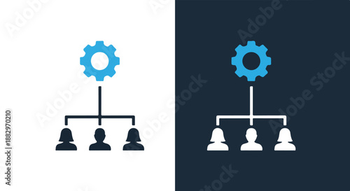 Team collaboration under gear icon