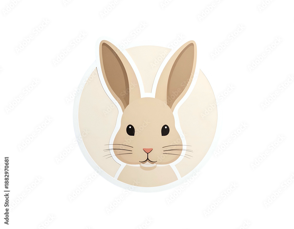 Fototapeta premium Cute Cartoon Rabbit Face Illustration.