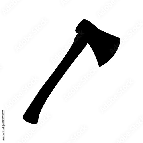 black silhouette of an axe on a white background