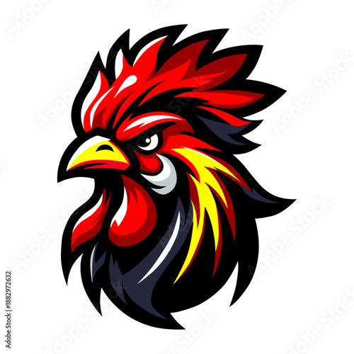 Fierce Rooster Head Mascot Logo